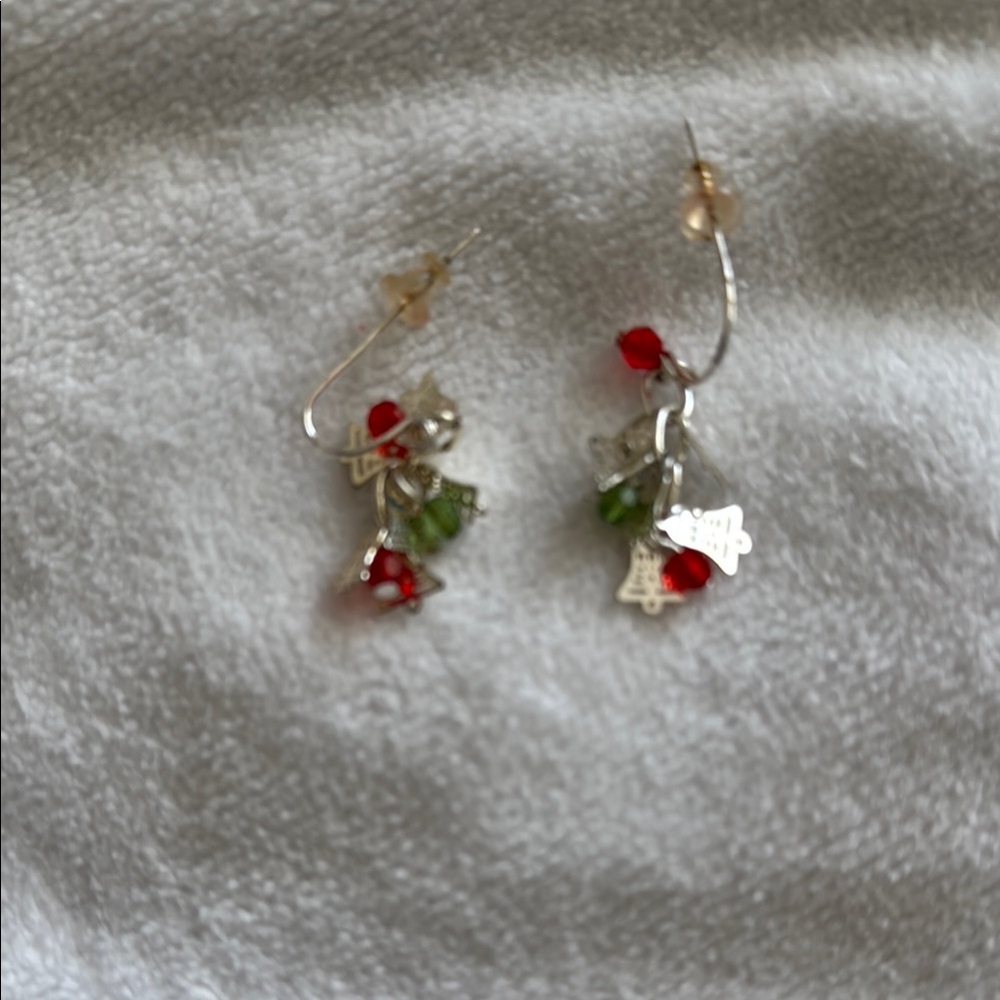 Silver and Red Earrings